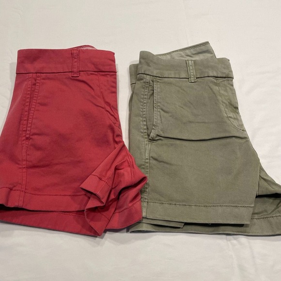 Lot of 2 J.CREW Women's Chino Shorts Size 00 Pink Olive Green Classic Casual - Picture 15 of 16